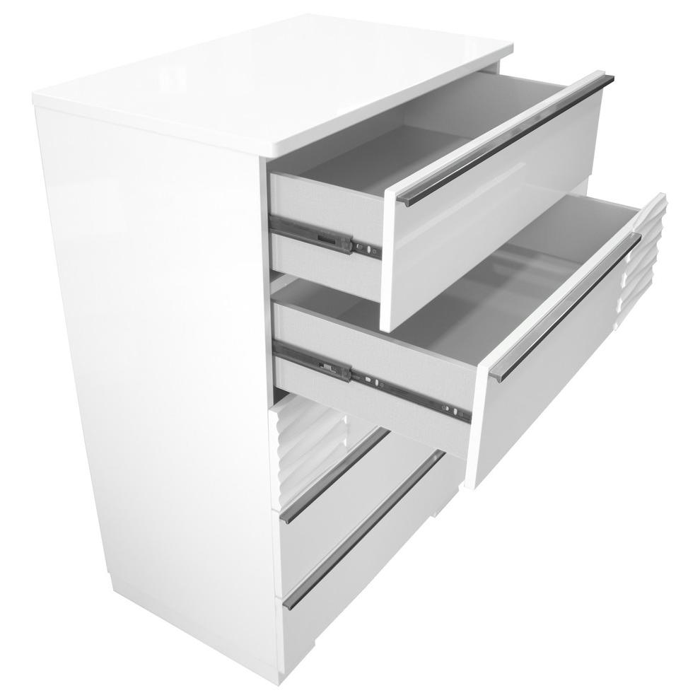 Best Master Athens 5-Drawer Poplar Wood Bedroom Chest in White Lacquer. Picture 3