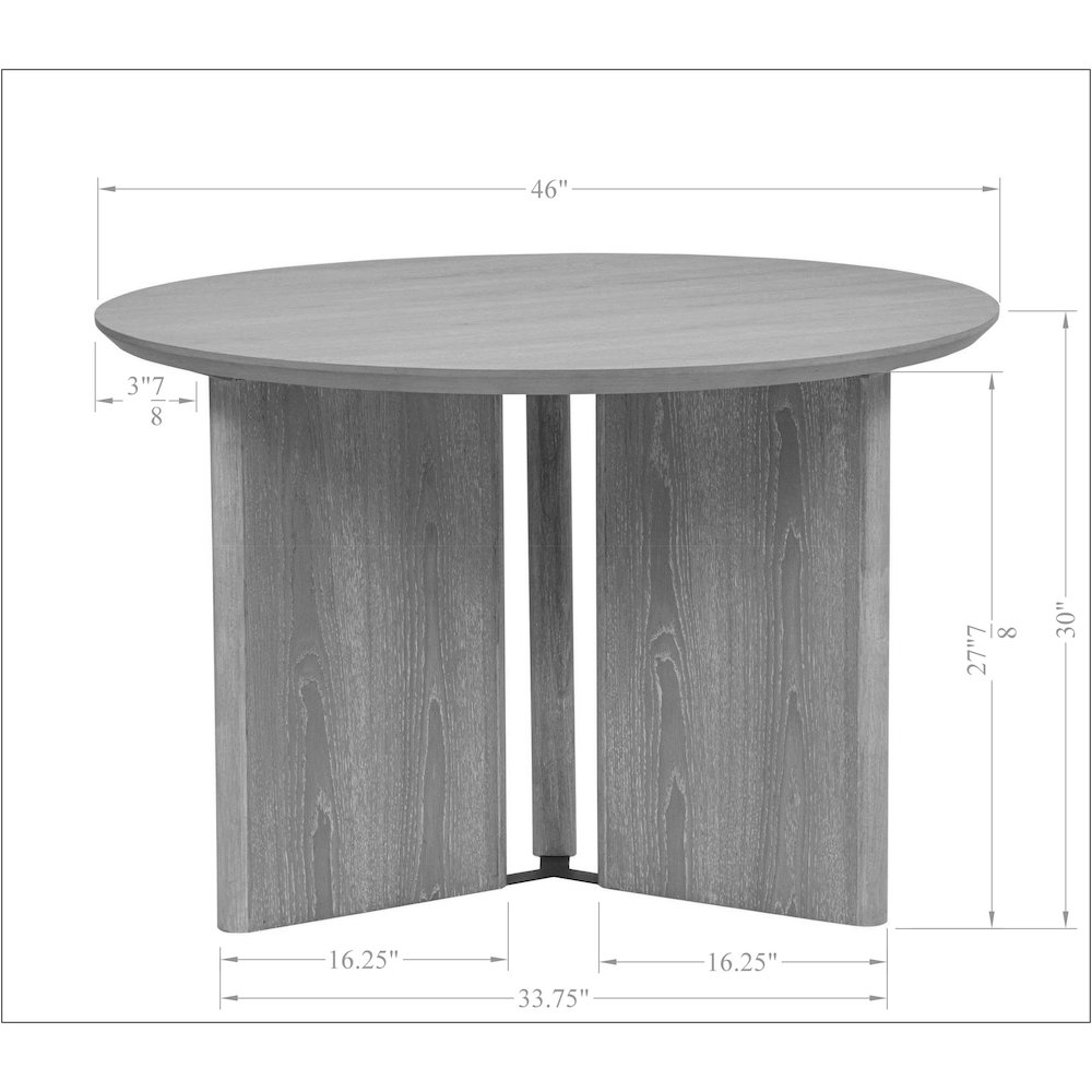 46" Round Dining Table Mid Century Modern Natural Ash Veneer Wood Top. Picture 4