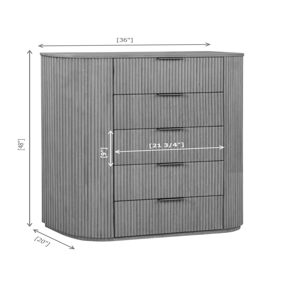 30" Wide Modern Fluted 3-Drawer Nightstand Mid Century, Light Oak. Picture 3