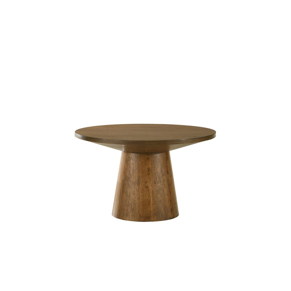Terra Transitional Round Coffee Table with Pedestal Base, Walnut. Picture 1