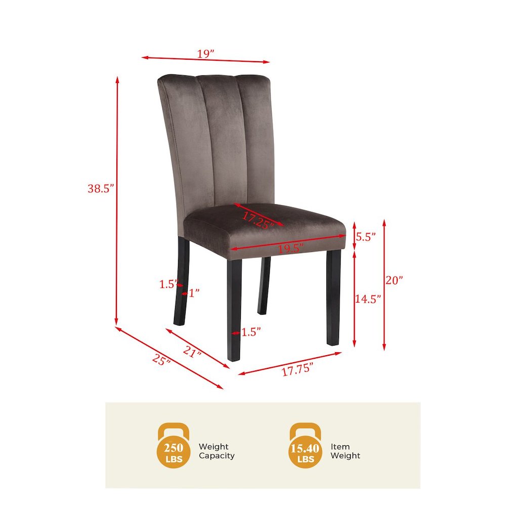 Sheridan Velvet Dining Chairs, Set of 2, Cedar Brown. Picture 4