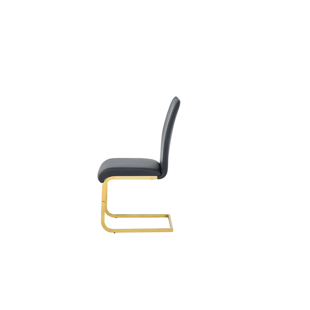 Alison Faux Leather Chrome Dining Side Chair in Black/Gold (Set of 2). Picture 2