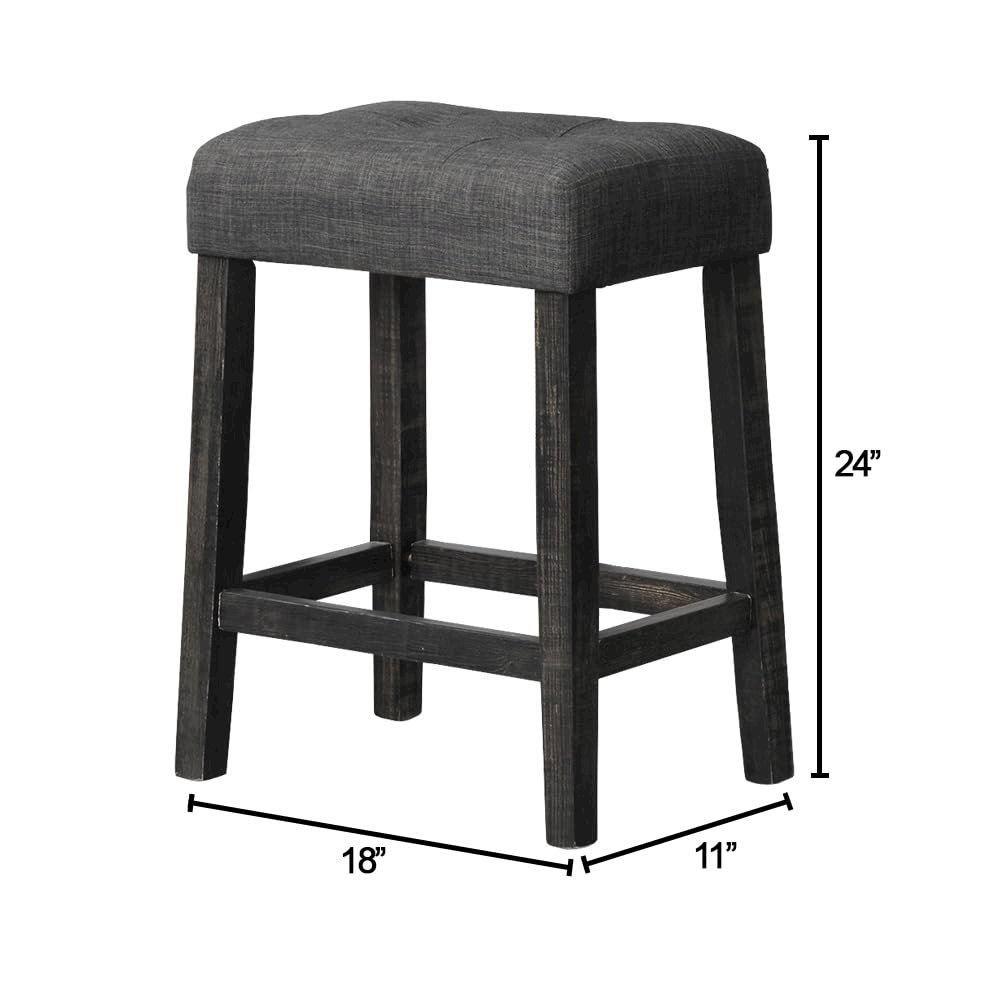Best Master Furniture Yosef 24" Wood Counter Stool in Black Charcoal (Set of 2). Picture 3