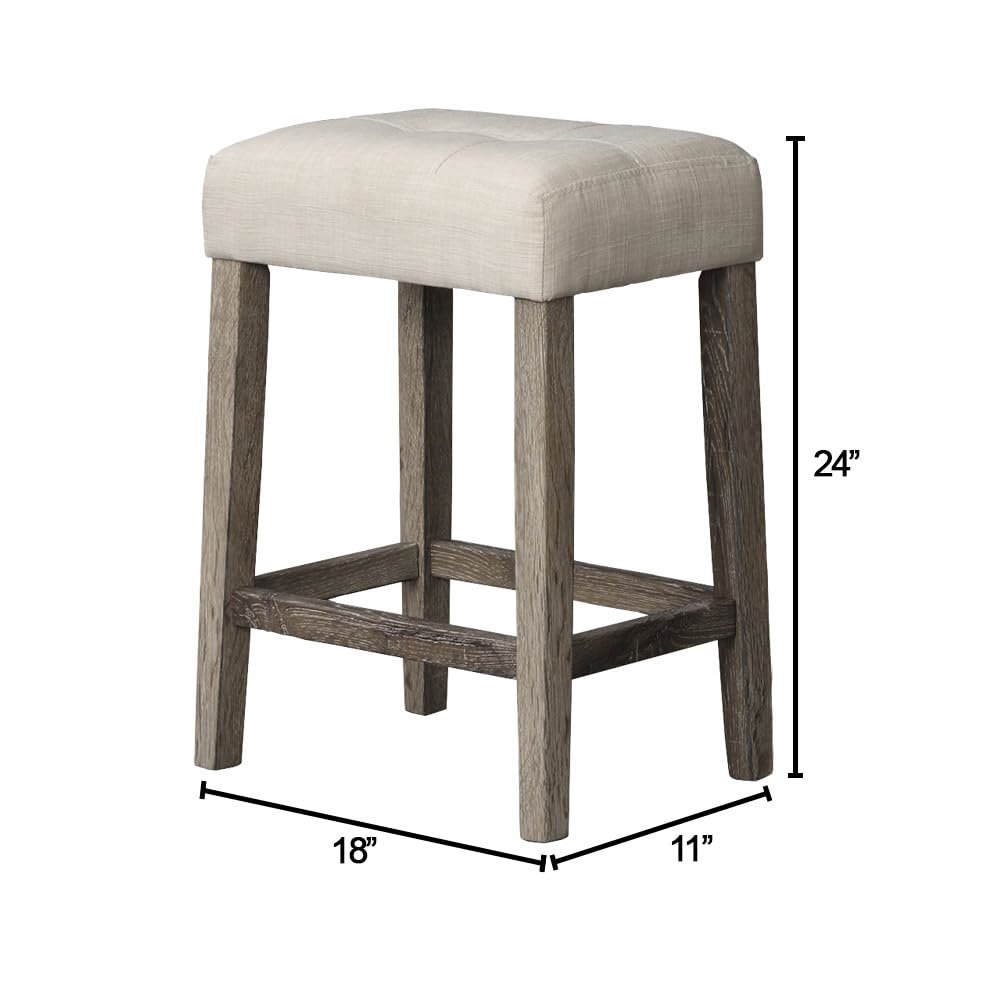 Best Master Furniture Yosef 24" Wood Counter Stool in Antique Oak (Set of 2). Picture 3