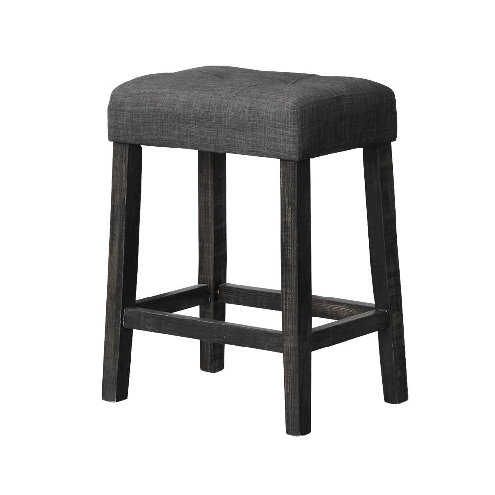 Best Master Furniture Yosef 24" Wood Counter Stool in Black Charcoal (Set of 2). Picture 5