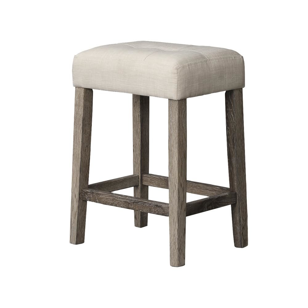 Best Master Furniture Yosef 24" Wood Counter Stool in Antique Oak (Set of 2). Picture 5
