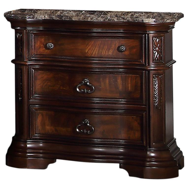 Barney 5-Piece Traditional Walnut With Marble Bedroom Set. Picture 3