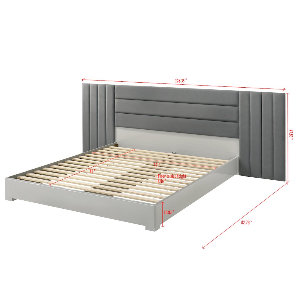 83" Eastern King Bed Frame, Fabric Channel Tufted Headboard. Picture 7