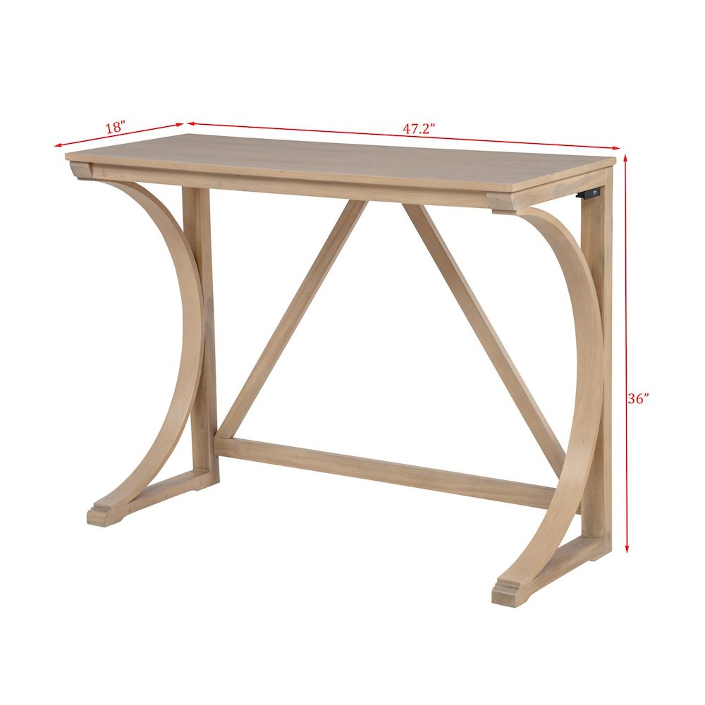 Dappelle 3-Piece Pub Dining Set with USB-A & USB-C Ports in 1 Box, Natural. Picture 5