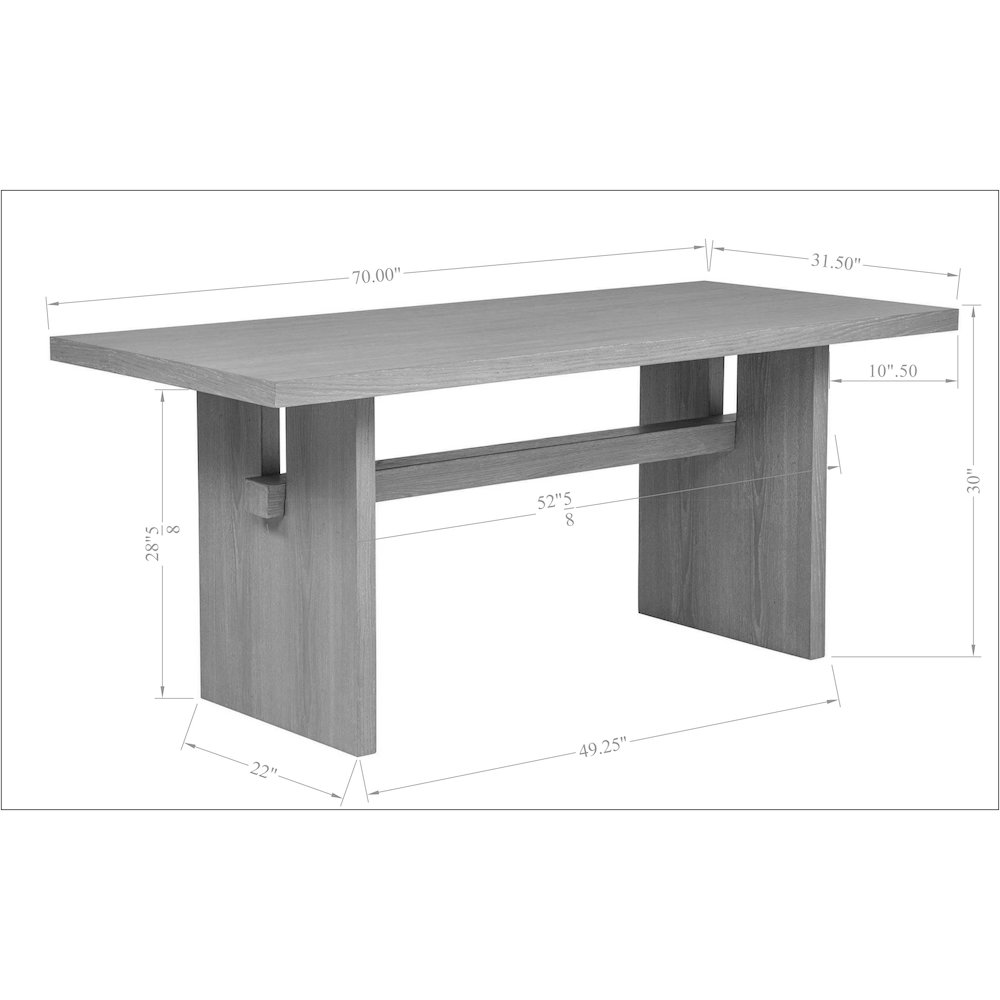 70" Rectangular Dining Table Mid Century Modern Natural Ash Veneer Wood Top. Picture 2