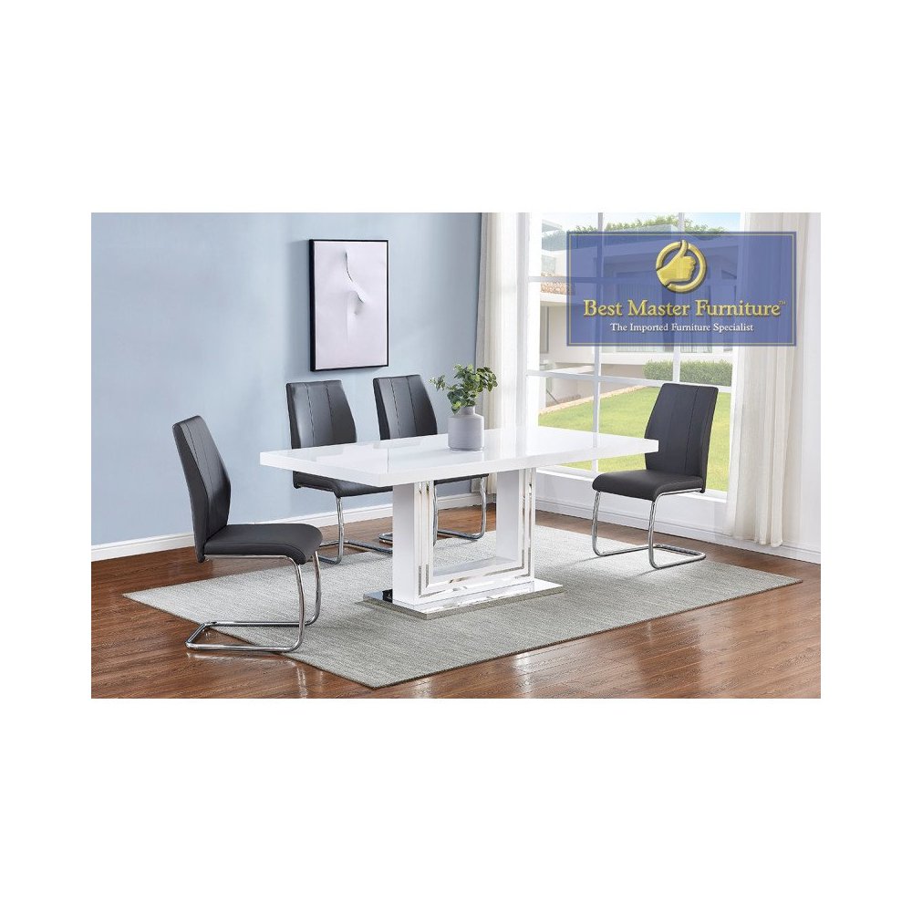 Best Master Furniture Gudmund 71" Rectangular Wood Dining Table in White. Picture 1