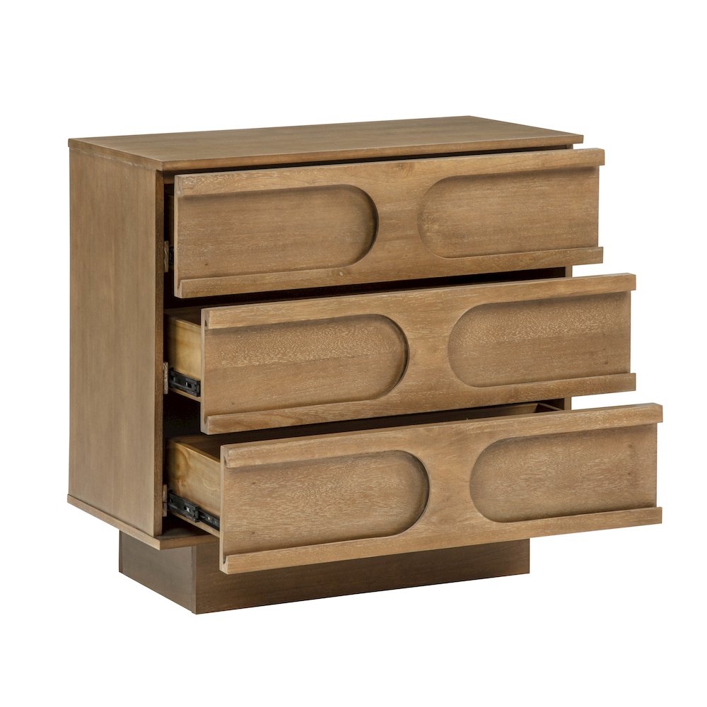 Capri 31" Wide 3-Drawer Accent Chest Natural Wood Finish Boho Modern Storage. Picture 4