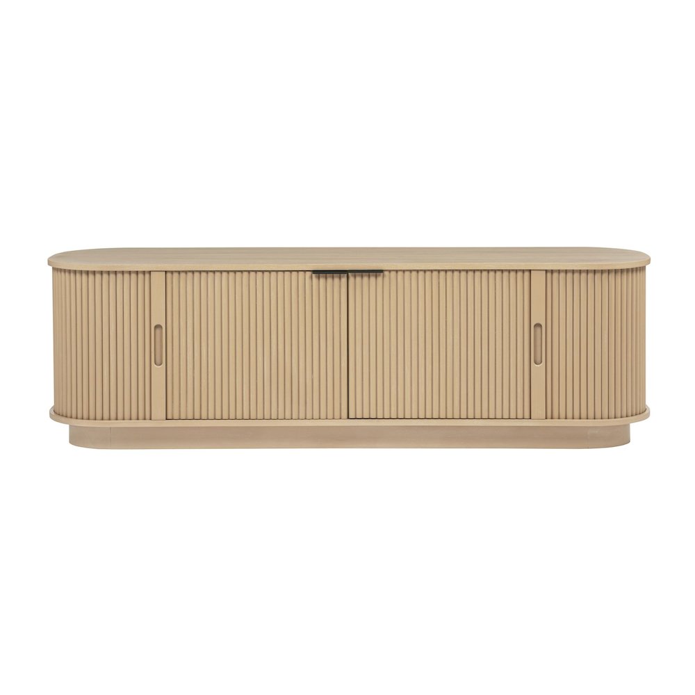 Halcrest 70" Mid-Century Fluted TV Stand with Rounded Oval Design. Picture 2