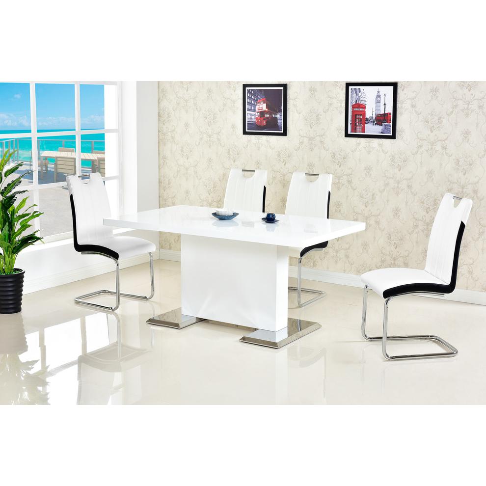 Best Master Bono Faux Leather Modern Dining Side Chair in White/Black (Set of 2). Picture 3
