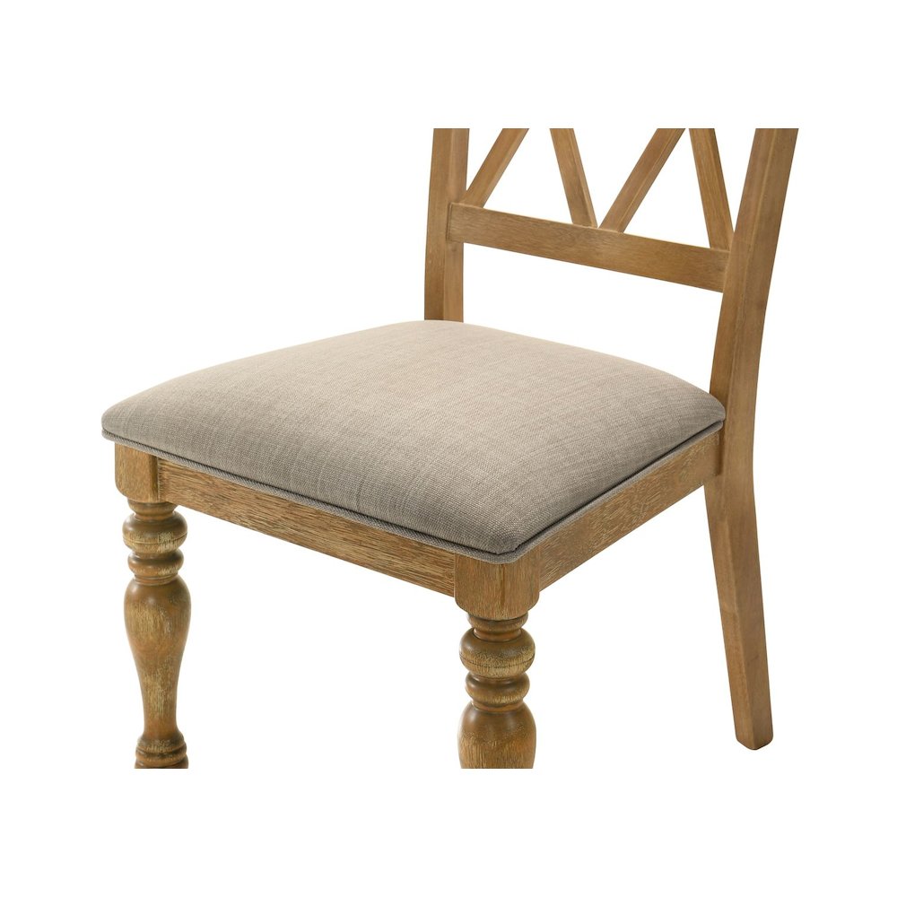 Dining Chairs with Linen Blend Cushions, Set of 2, Antique Natural Oak. Picture 3