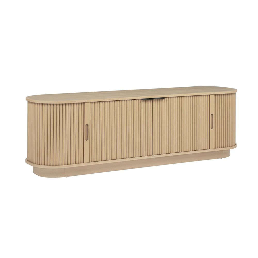 Halcrest 70" Mid-Century Fluted TV Stand with Rounded Oval Design. Picture 1