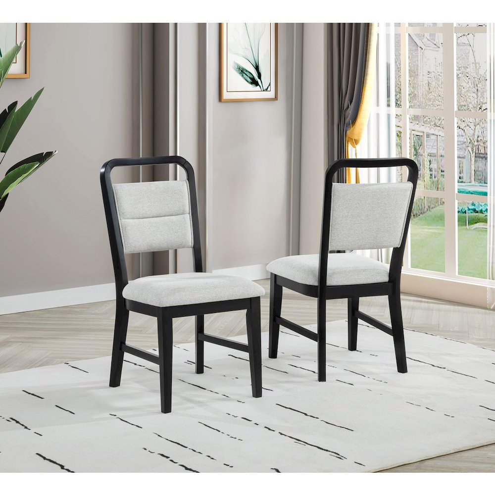 Timaro Transitional Upholstered Dining Chairs, Set of 2, Black/Grey. Picture 5