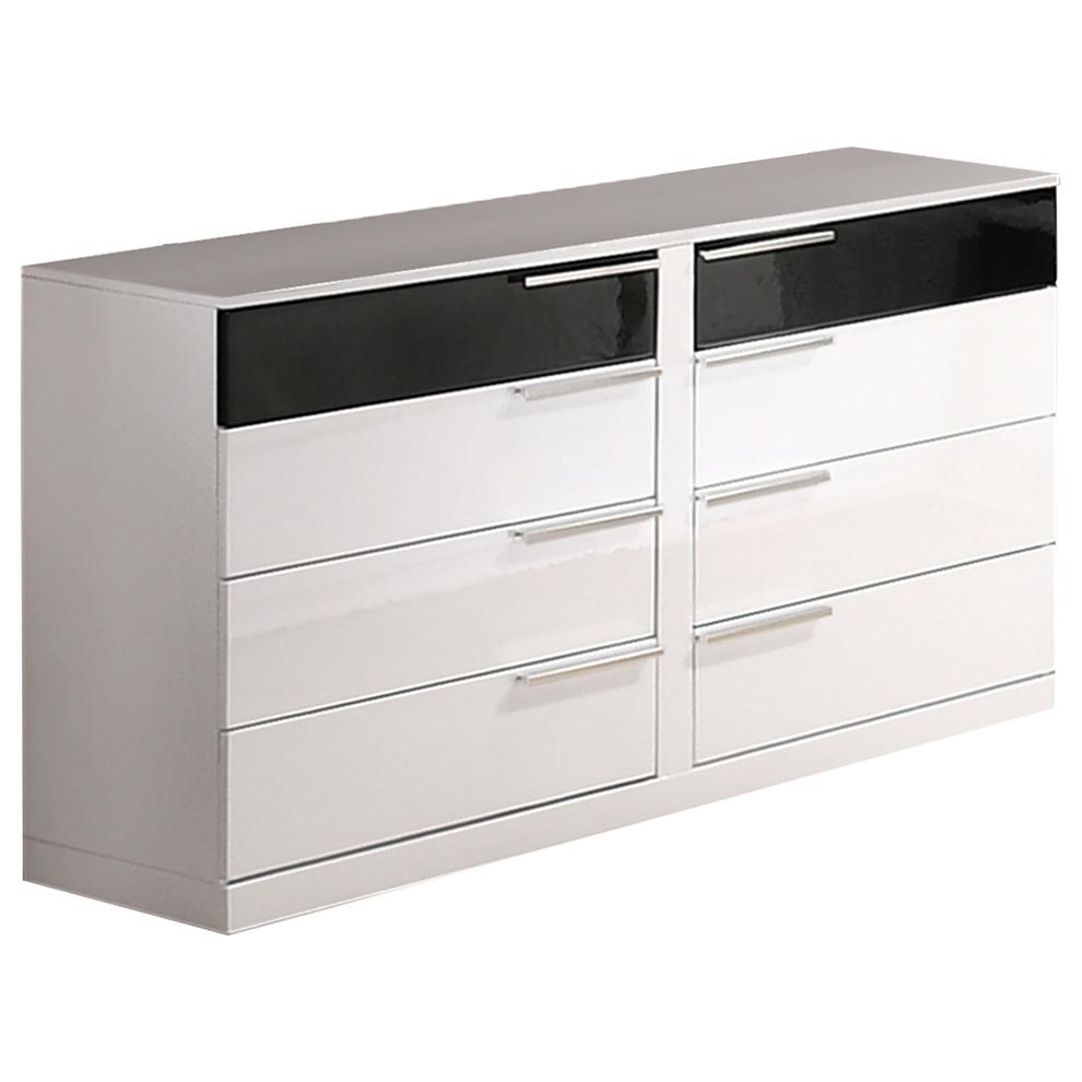 Best Master Bahamas 8-Drawer Poplar Wood Bedroom Dresser in Black/White. Picture 1