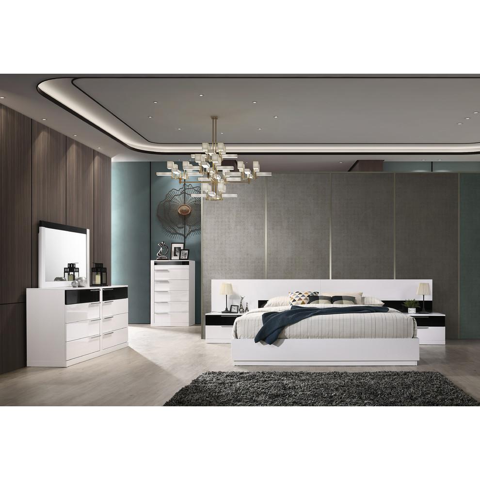 Best Master Bahamas Poplar Wood Queen Platform Bed in Black/White. Picture 4