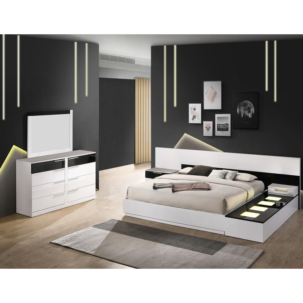 Best Master Bahamas Poplar Wood Queen Platform Bed in Black/White. Picture 5