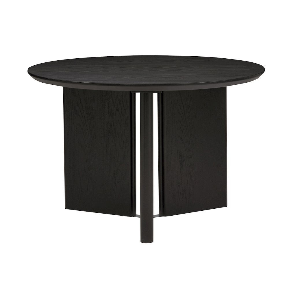 Round Dining Table Mid Century Modern Natural Ash Veneer Wood Top. Picture 1