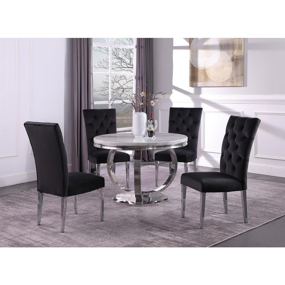 Layla Modern Velvet Upholstered Side Chairs in Black (Set of 2). Picture 2