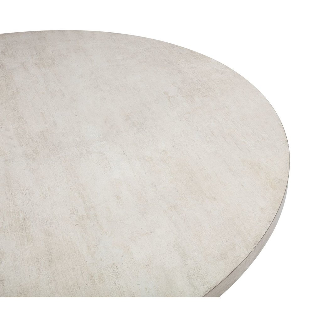 Timaro Transitional Round Dining Table with Pedestal Base, Beige/Black. Picture 2