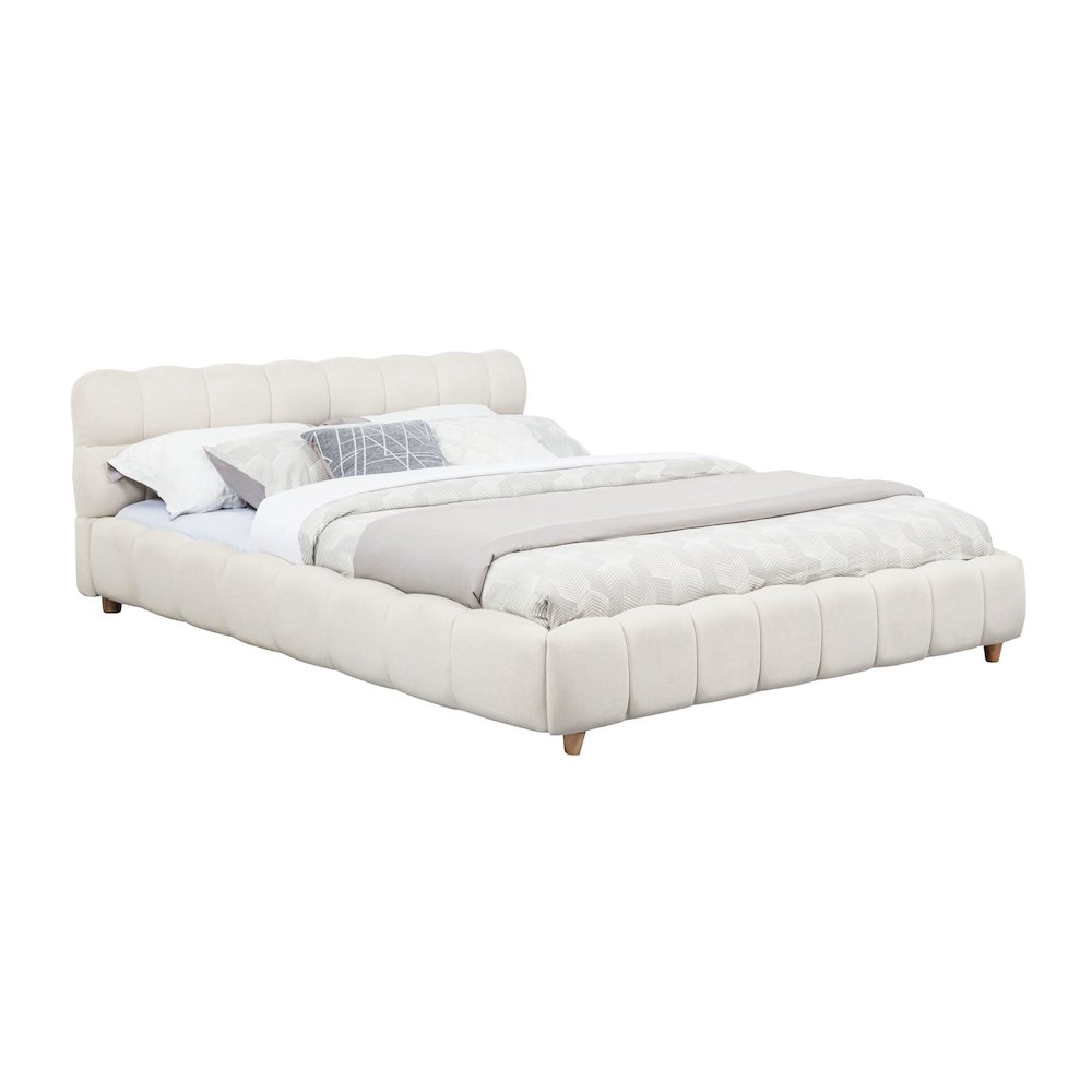 Ctoria Queen Burlap Bed, Cream. Picture 1