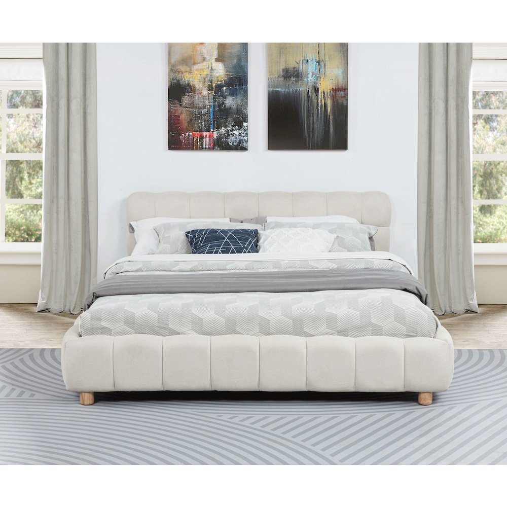 Ctoria Queen Burlap Bed, Cream. Picture 3