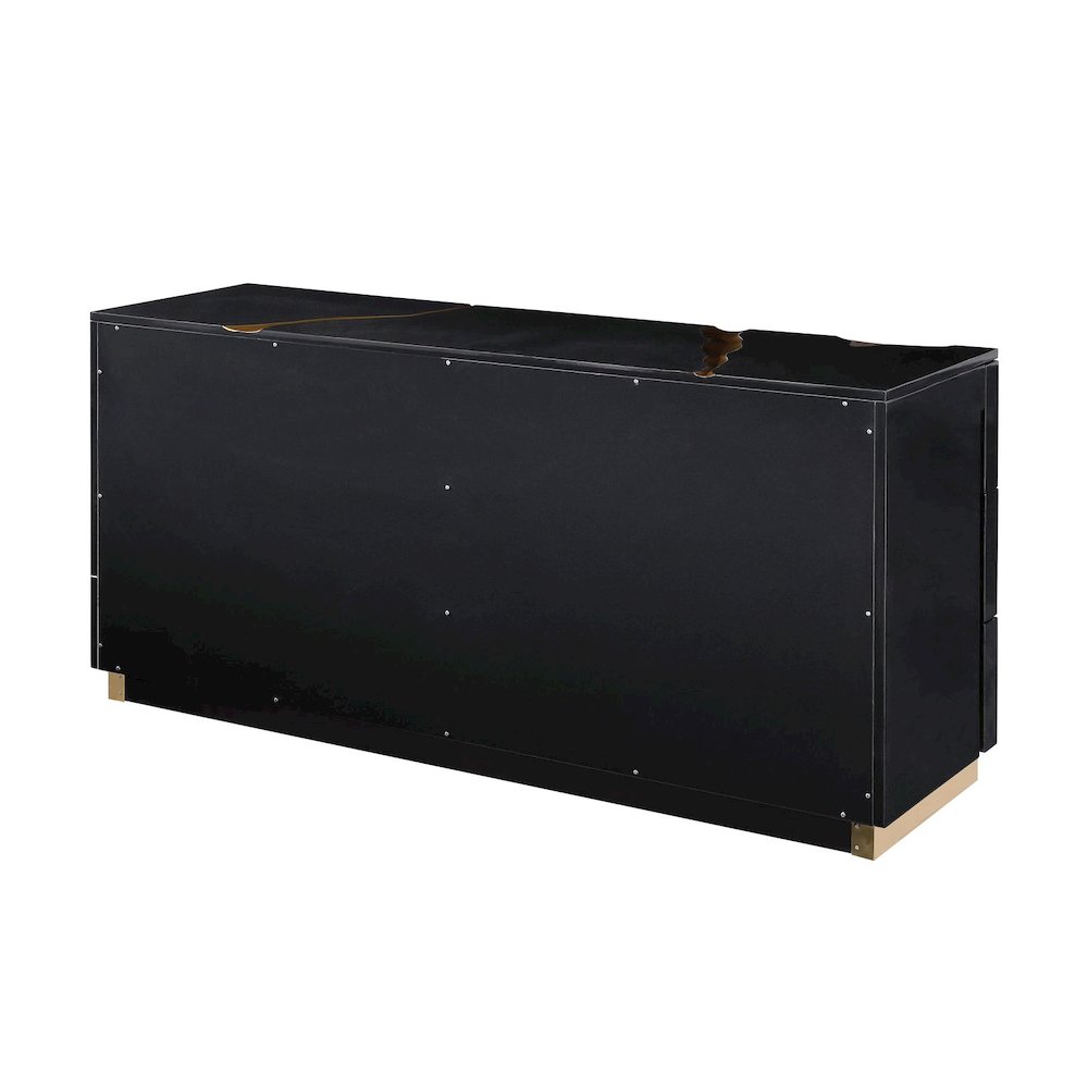 Modern Lacquered Dresser with Striking Gold Crack Accents and Gold Base. Picture 3