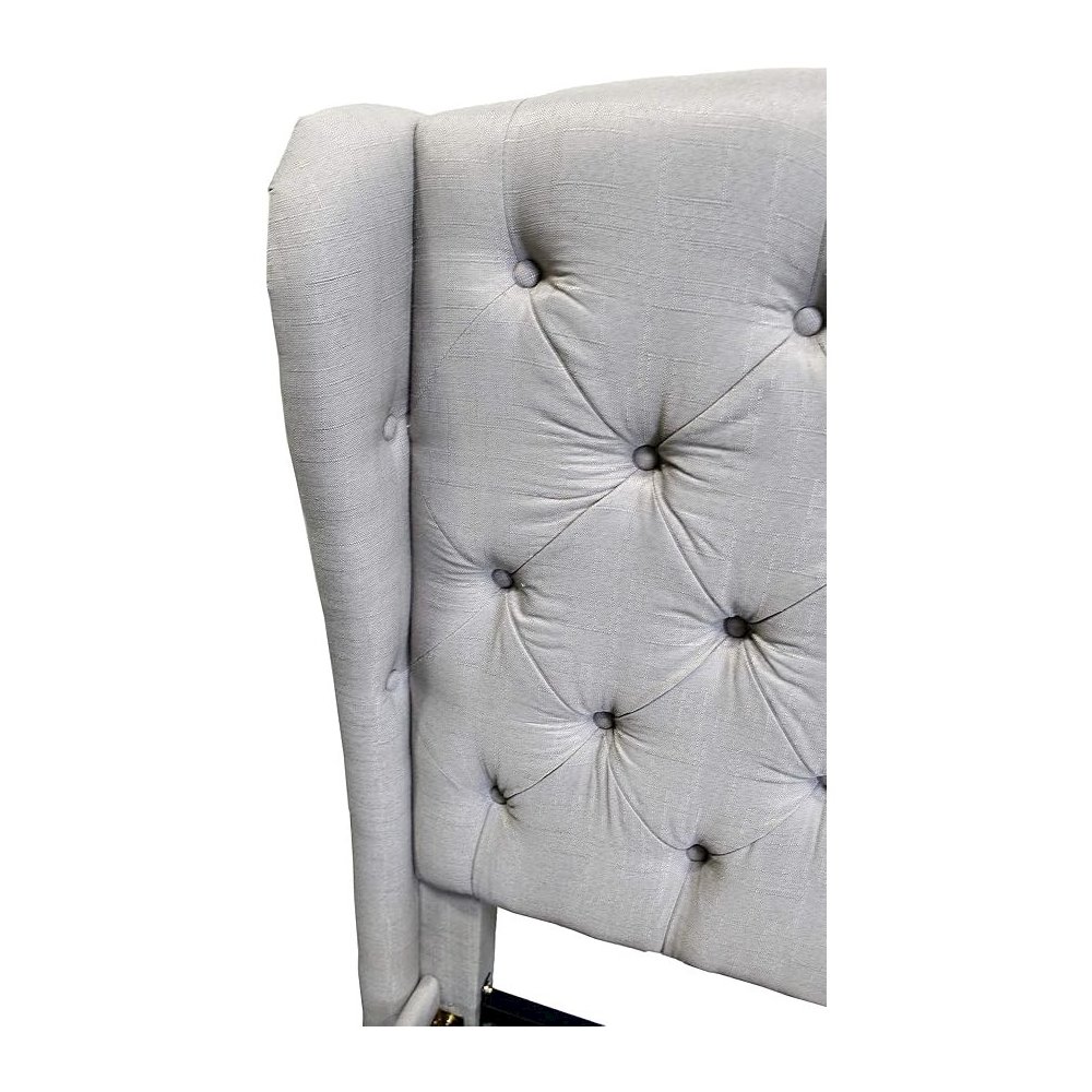 Frances Solid Wood/Fabric Upholstry East King Platform Bed - Grey. Picture 3