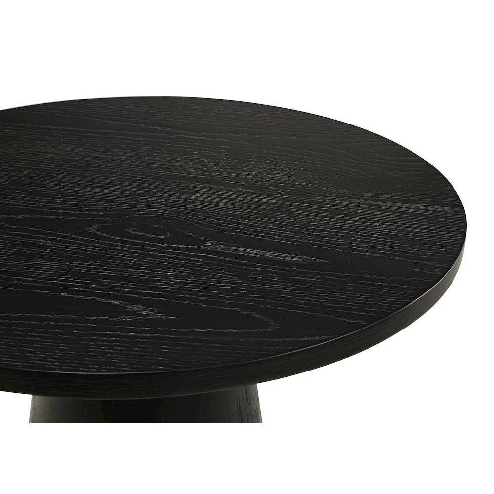 Terra Transitional Round End Table with Pedestal Base, Ebony Black. Picture 3