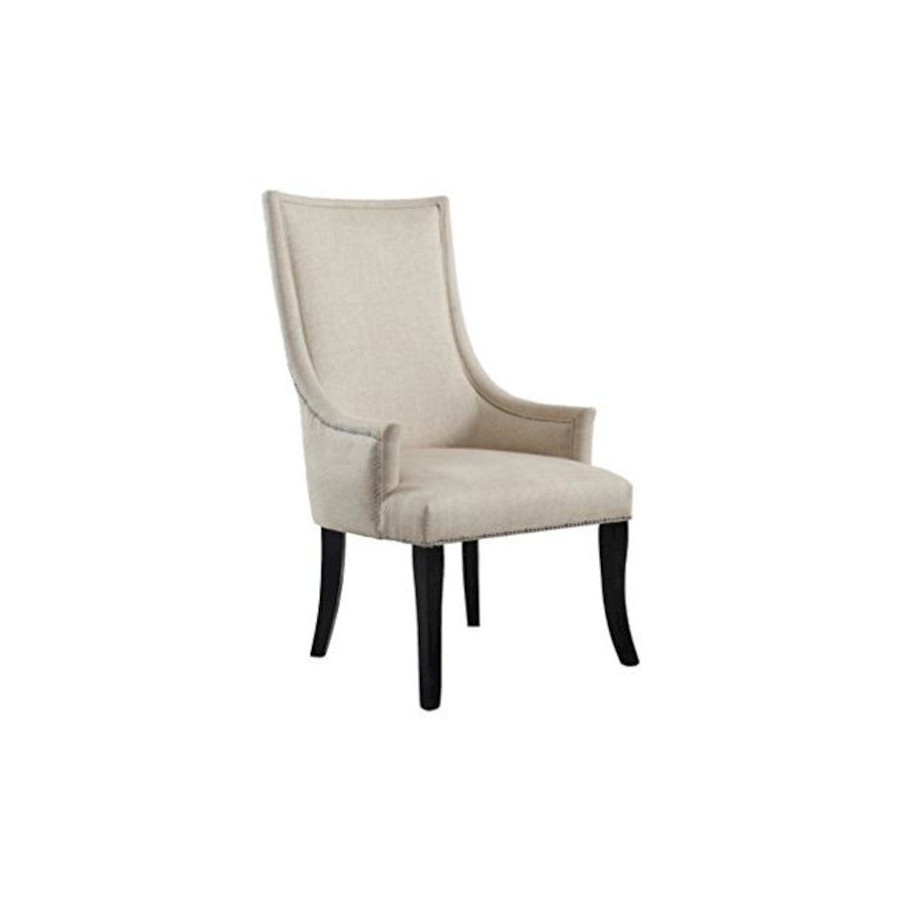 Best Master Melville Fabric Upholstered Accent Chair in Natural/Silver Nail Head. Picture 1
