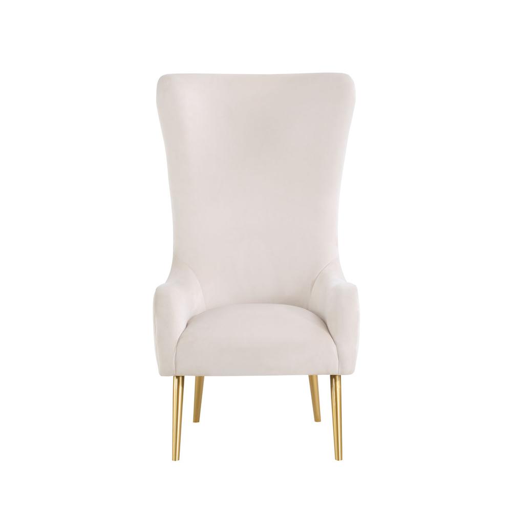 Venetian Cream Tufted Velvet High Back Arm Chair. Picture 4