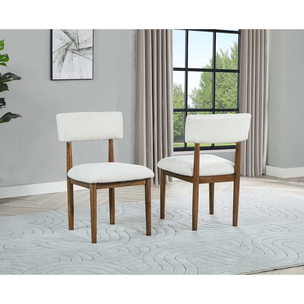 Yvetta Mid Century Modern Dining Chairs, Set of 2, White/Light Oak. Picture 5