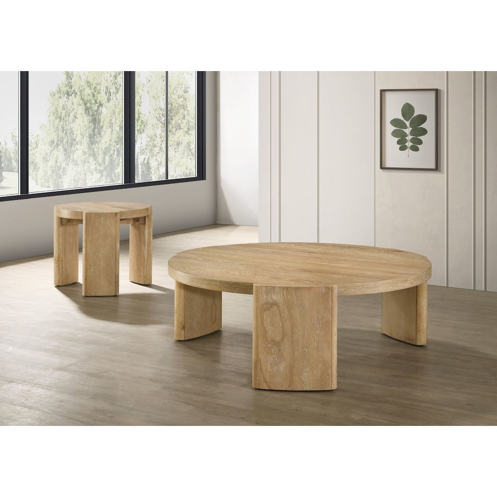 Bristol Mid-Century Round Coffee Table, Kepler Driftwood. Picture 2