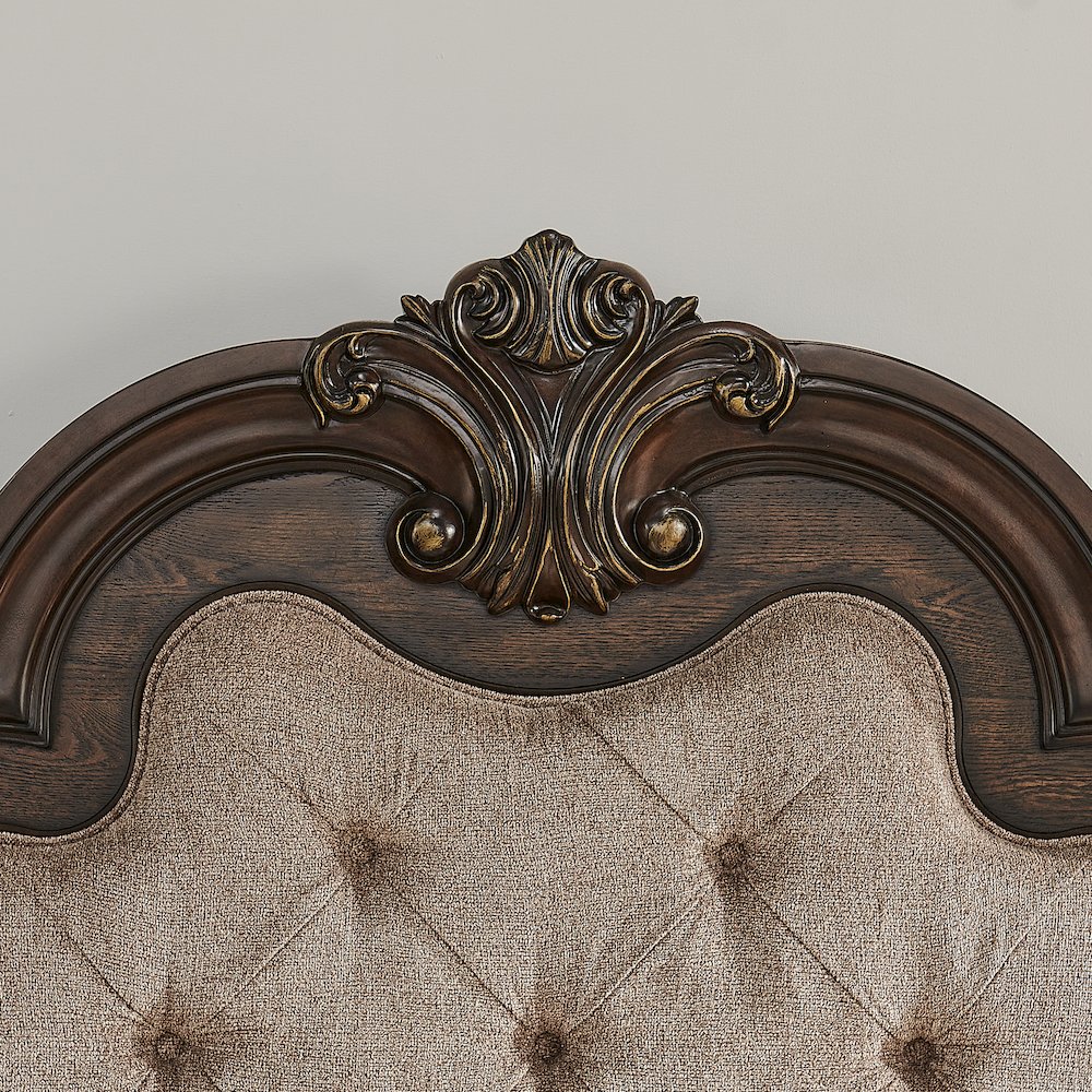 Belvedere Queen Platform Bed Frame, Tufted Fabric Headboard - Dark Cherry Finish. Picture 6
