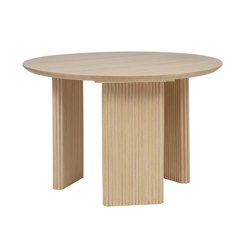46" Round Dining Table Mid Century Modern Natural Ash Veneer Wood Top. Picture 2