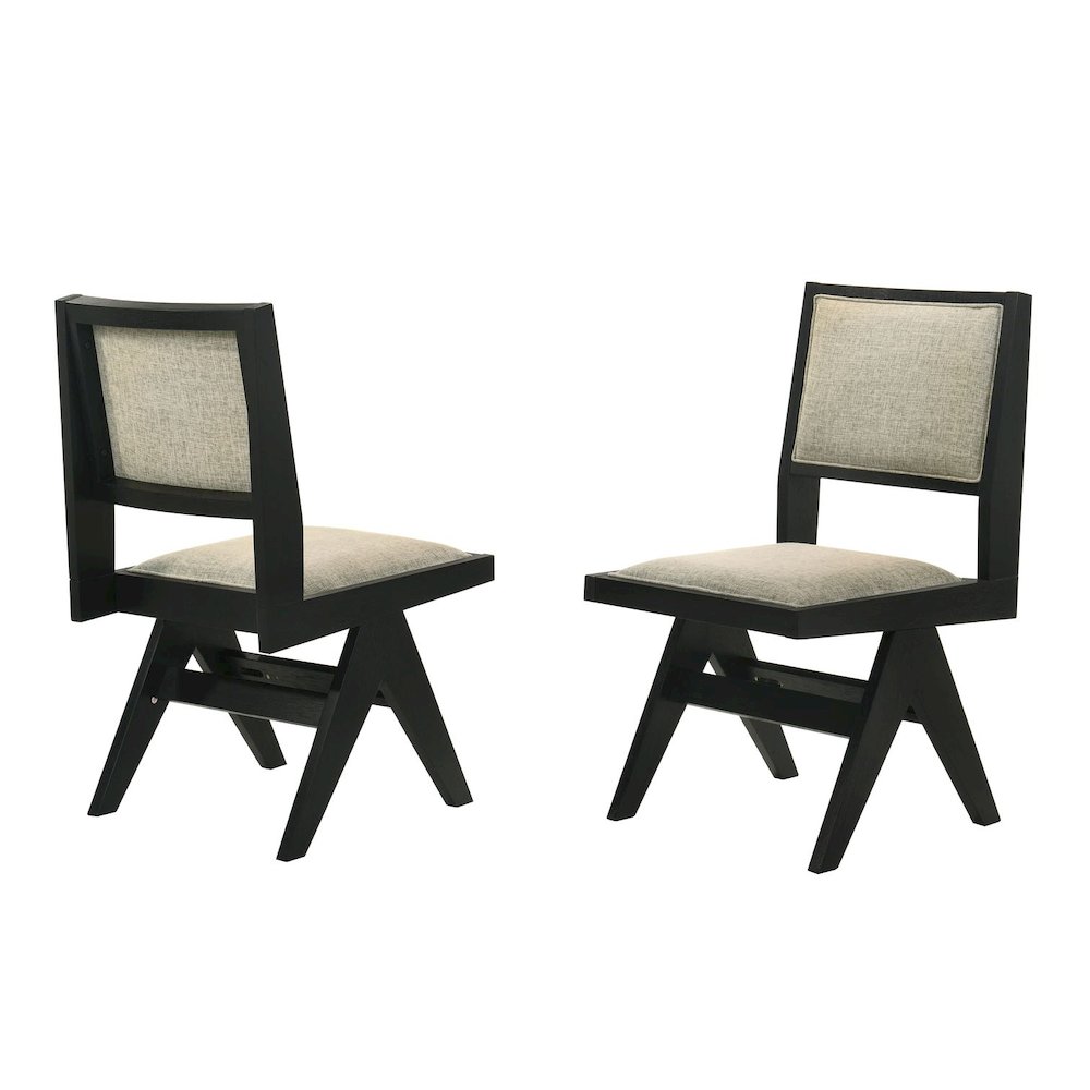 Manhattan Transitional Upholstered Dining Chairs, Set of 2, Ebony Black. Picture 1