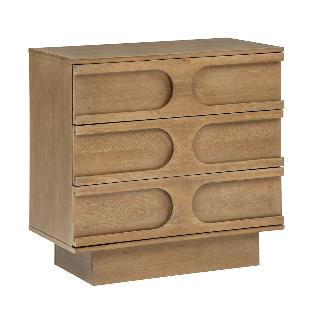 Capri 31" Wide 3-Drawer Accent Chest Natural Wood Finish Boho Modern Storage. Picture 1