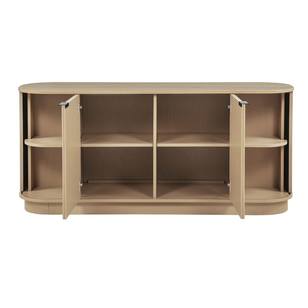 Halcrest 62" Mid-Century Fluted Sideboard Buffet with Rounded Oval Design. Picture 5