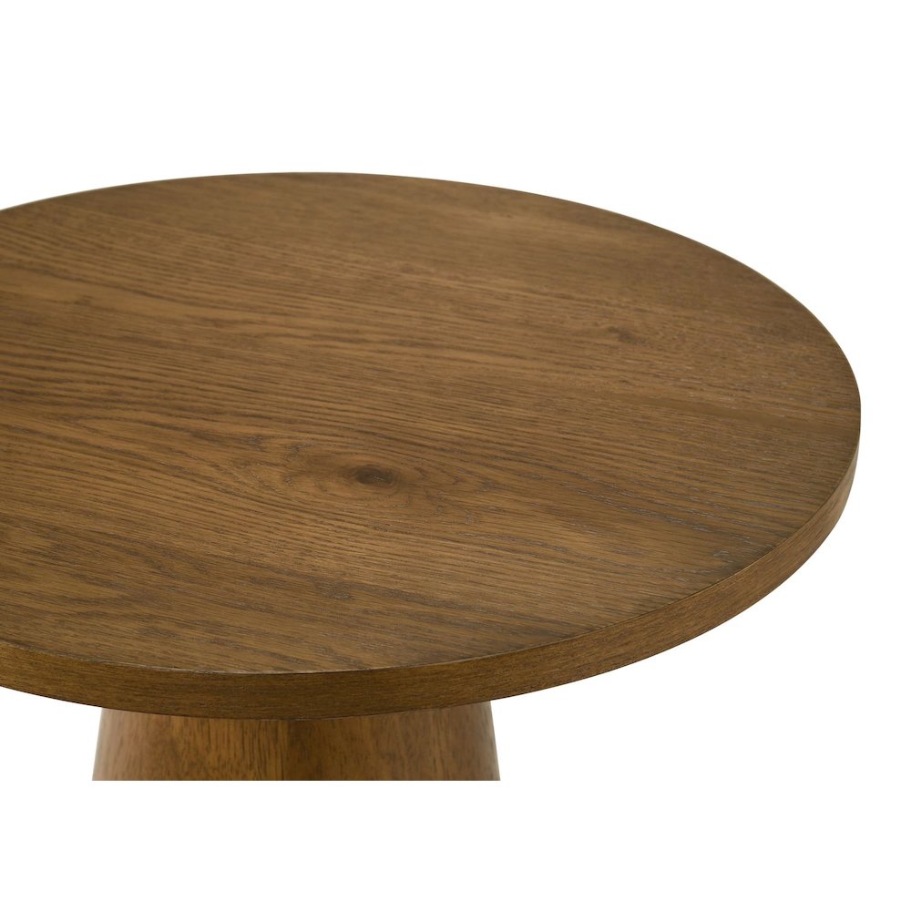 Terra Transitional Round End Table with Pedestal Base, Walnut. Picture 3
