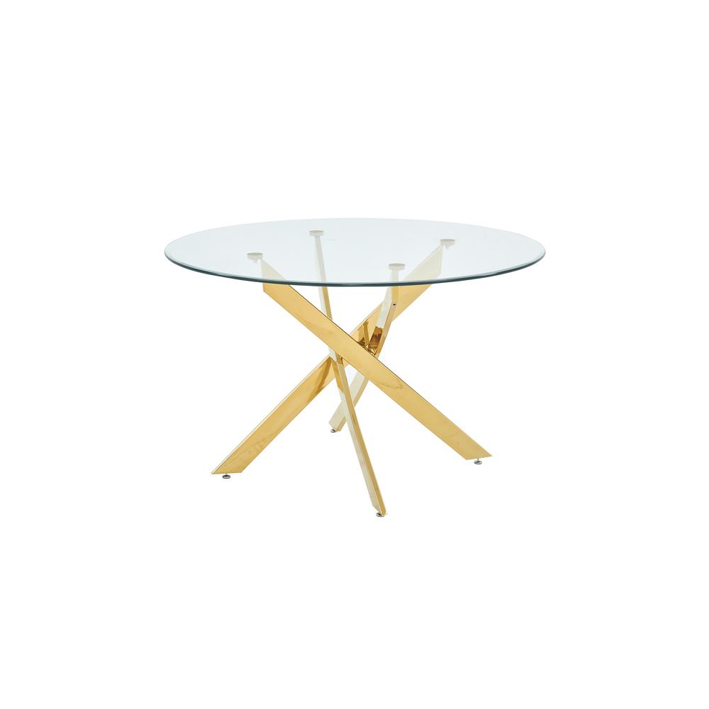 Alison Modern Round Glass Dining Table in Gold. Picture 1