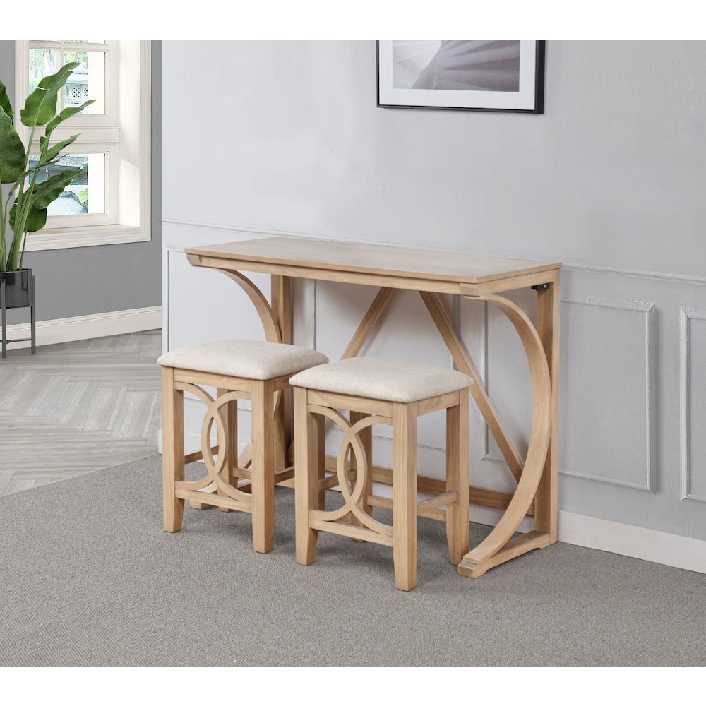 Dappelle 3-Piece Pub Dining Set with USB-A & USB-C Ports in 1 Box, Natural. Picture 7