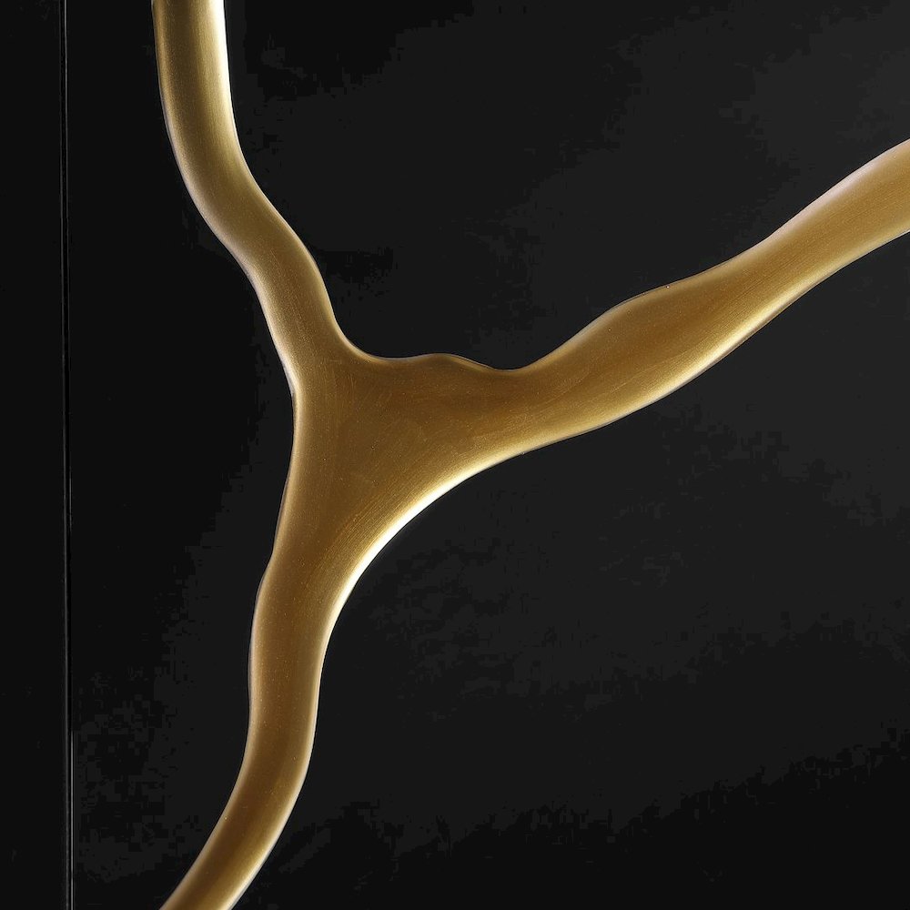 Lacquered High Gloss California King Bed Frame with Striking Gold Accent Cracks. Picture 4