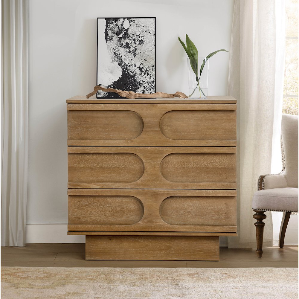 Capri 31" Wide 3-Drawer Accent Chest Natural Wood Finish Boho Modern Storage. Picture 8