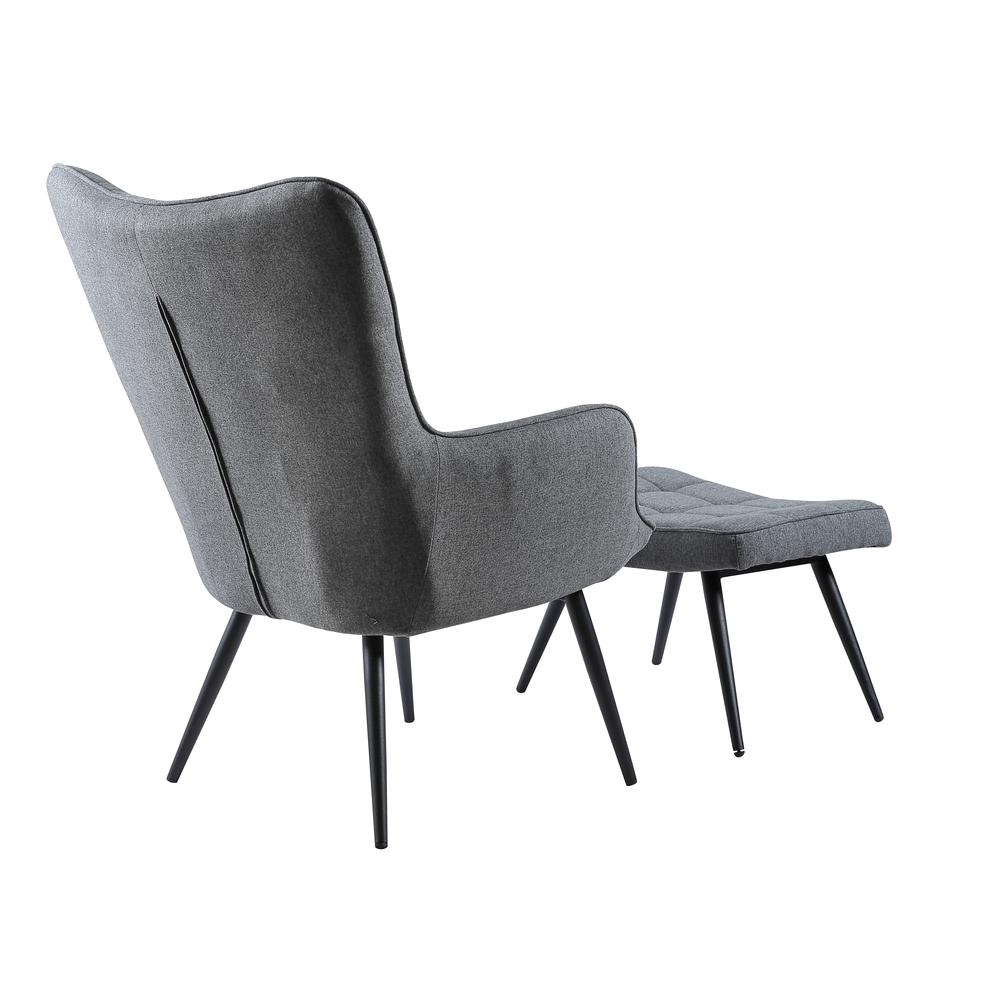 Best Master Furniture West China 29" Fabric Accent Chair and Ottoman Set in Gray. Picture 2