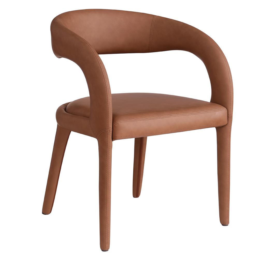 Marcus Cognac PU Leather Dining Chair, Set of 1. Picture 2