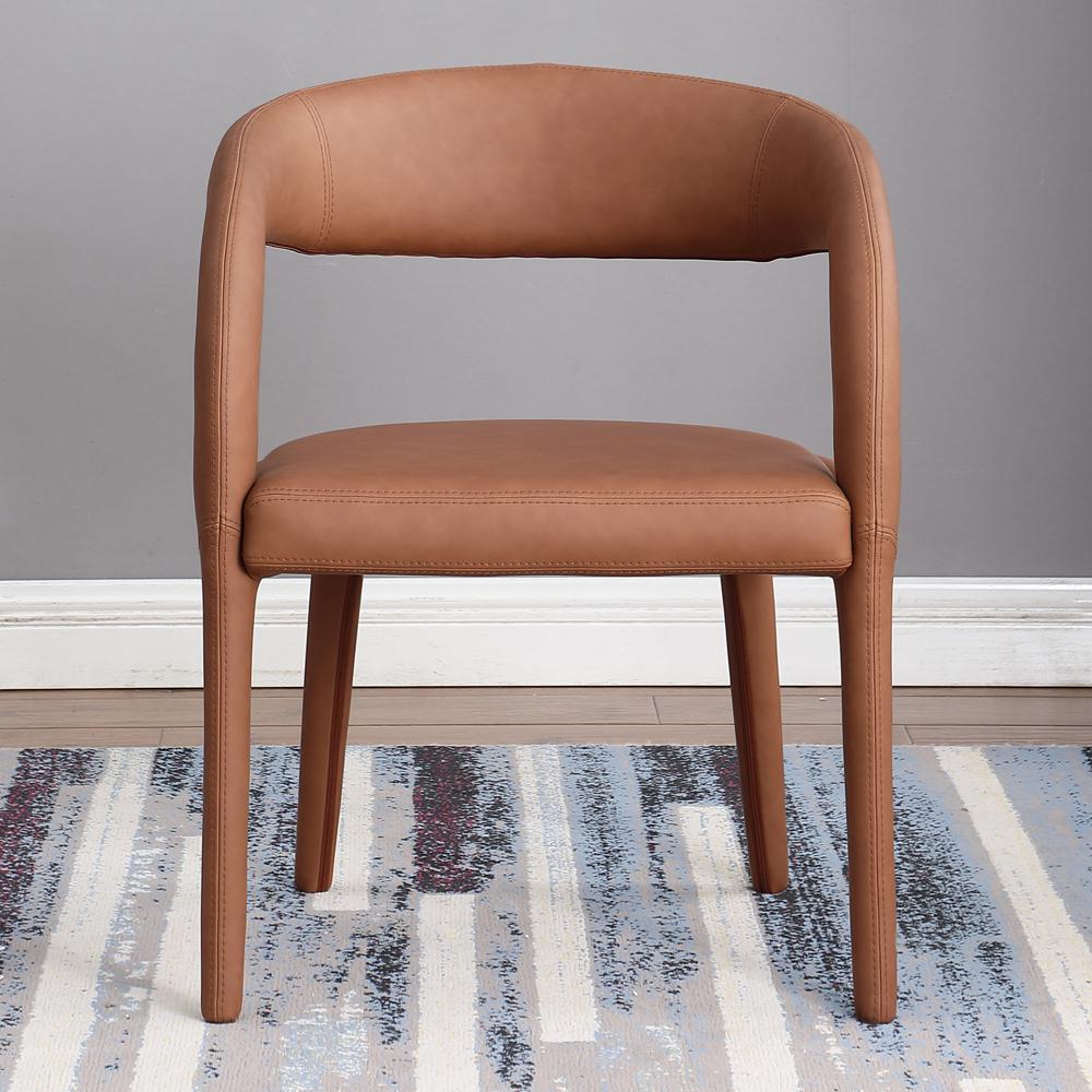 Marcus Cognac PU Leather Dining Chair, Set of 1. Picture 5