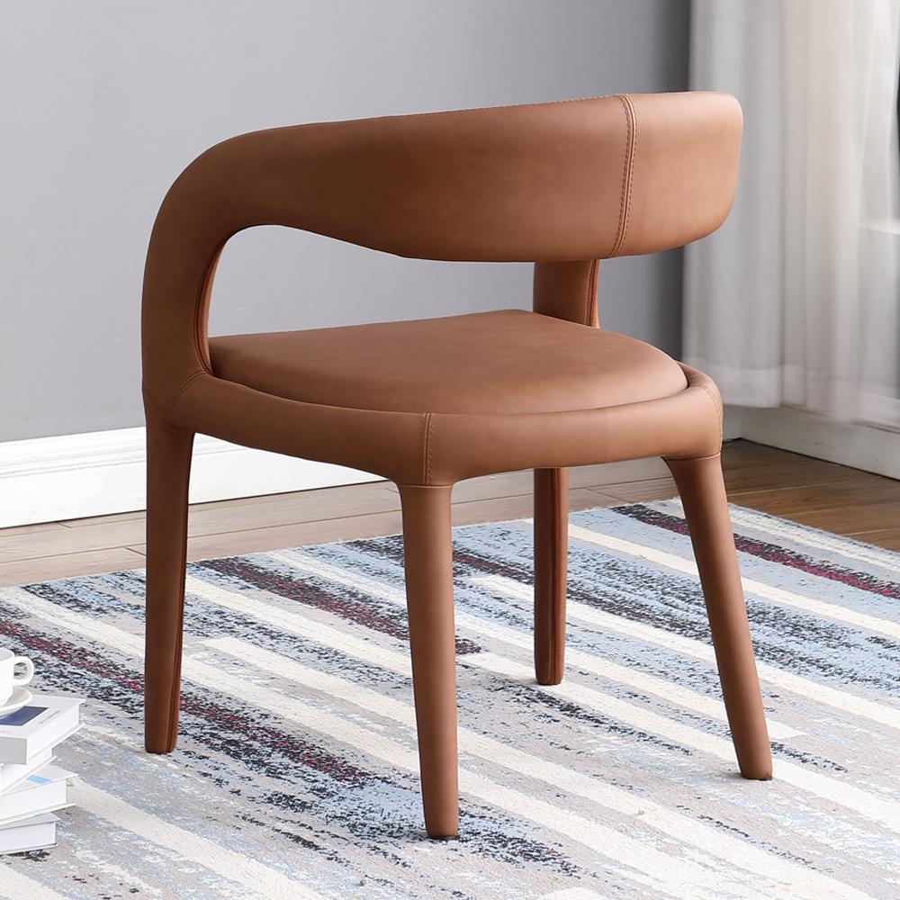 Marcus Cognac PU Leather Dining Chair, Set of 1. Picture 6